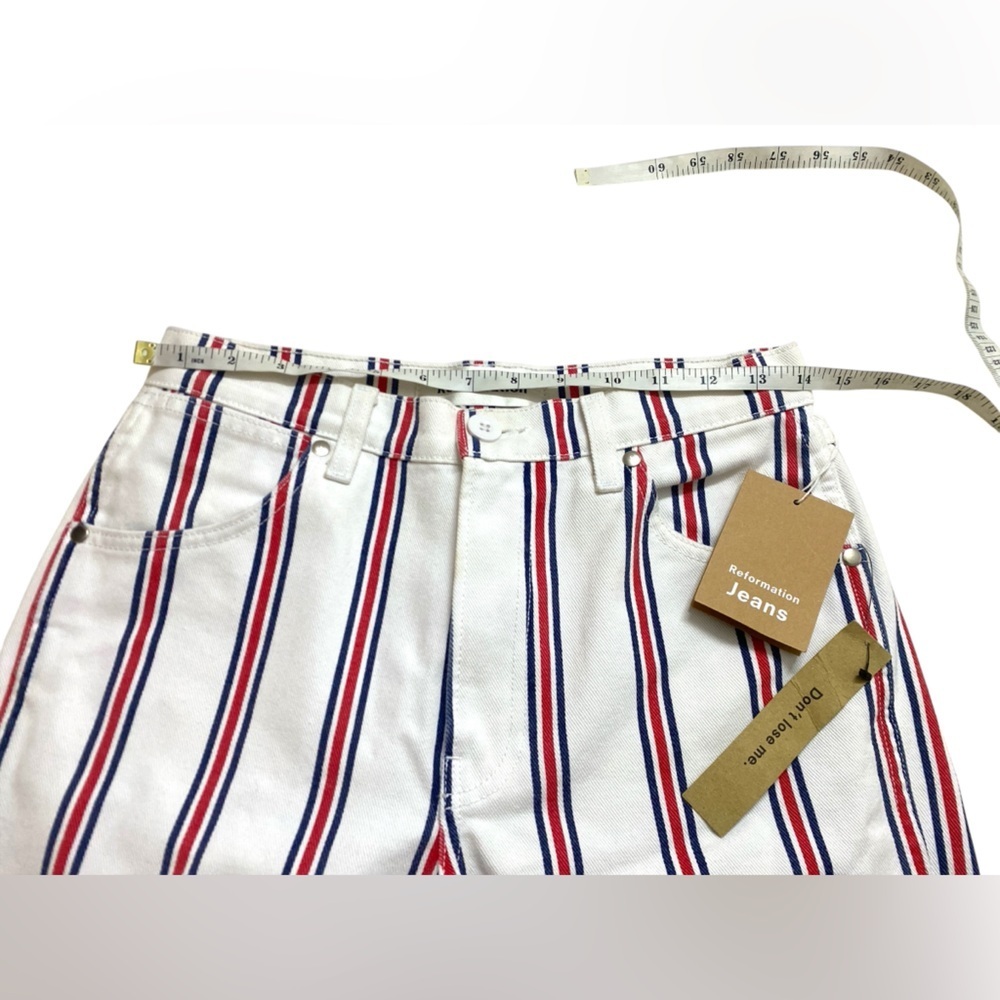 🆕Reformation - The Roper Mid Rise Striped Ankle Jean - Picture 12 of 16